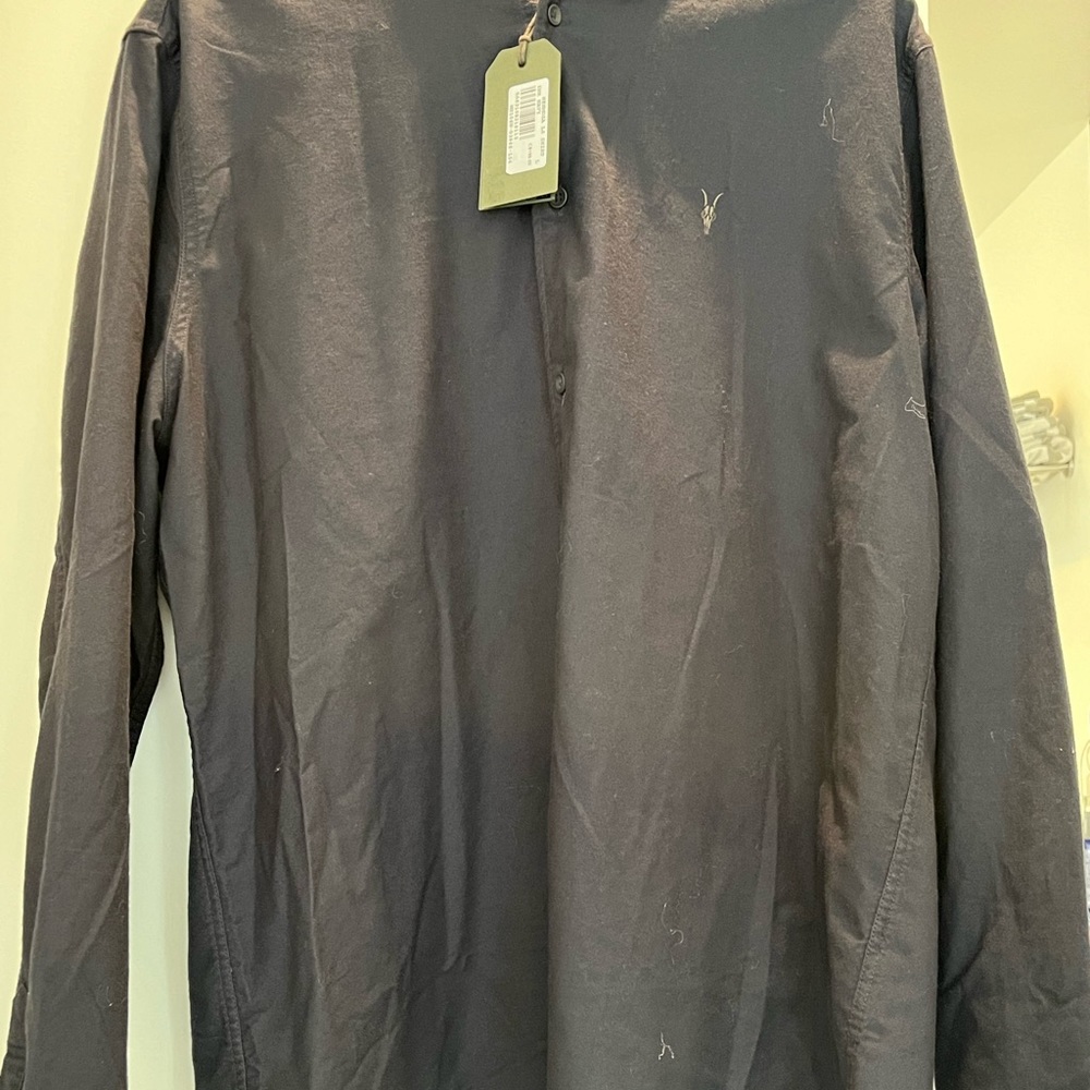 NWT Large All Saints Hermosa Long Sleeve Shirt in Ink Navy